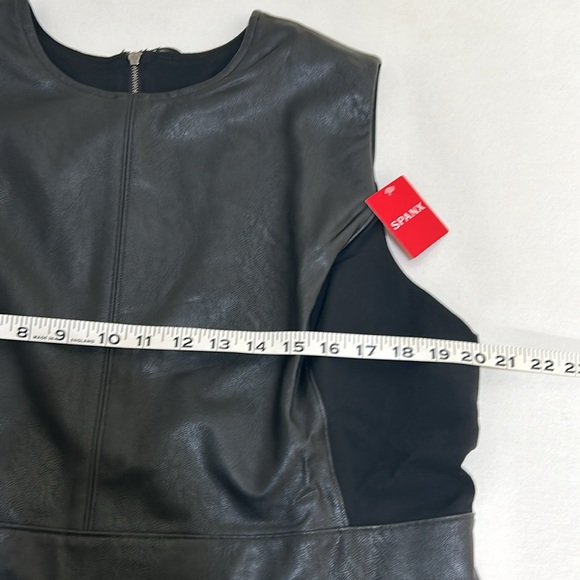 SPANX WOMENS BLACK LEATHER LIKE COMBO FITTED SHEATH DRESS BLACK Sz 1X NEW - Picture 11 of 14